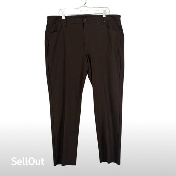 Chico's Pants Women Plus Sz 20 Brown Tapered Leg Stretch Work Wear Comfort - Picture 1 of 12